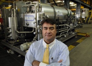 This January, 2010, photo shows Acqua-Chem President and CEO David Gensterblum in his plant where they build water purification units for a variety of applications.